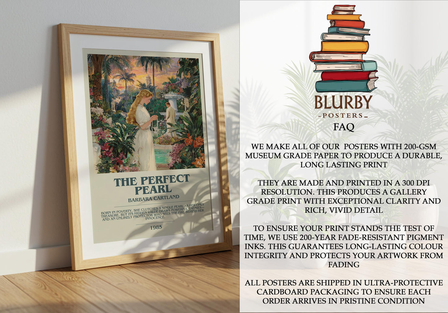 The Perfect Pearl by Barbara Cartland | Descriptive Modern Book Art | Poster