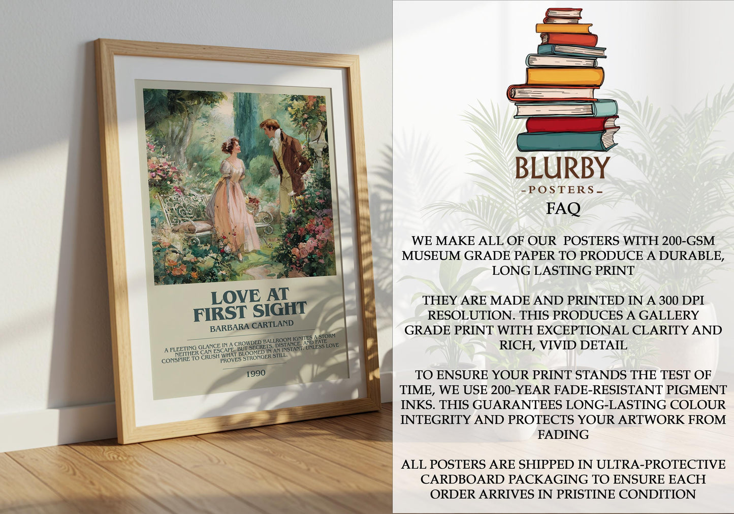 Love At First Sight by Barbara Cartland | Descriptive Modern Book Art | Poster