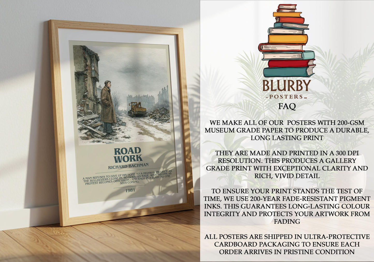 Roadwork by Richard Bachman | Descriptive Modern Book Art | Poster