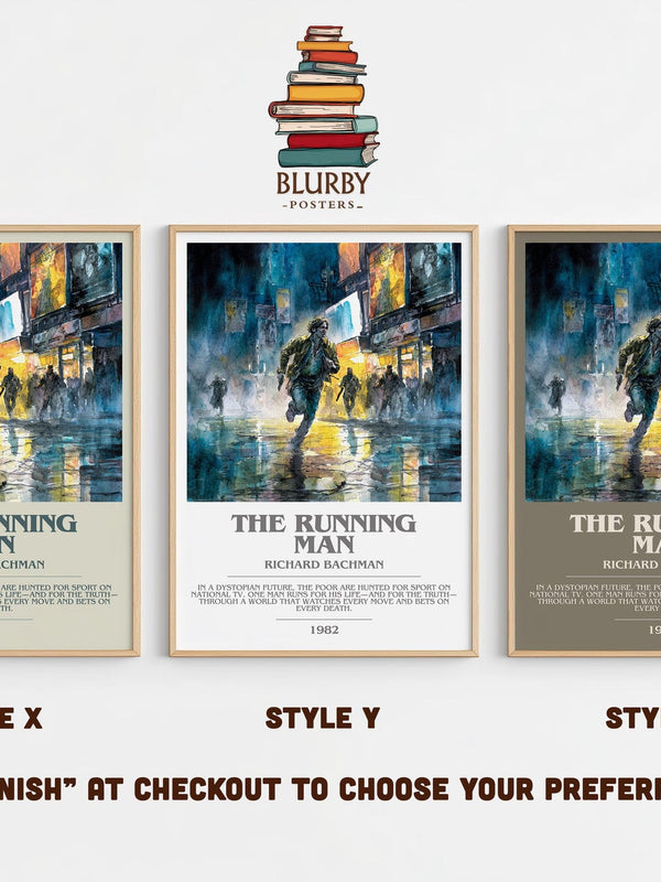 The Running Man bookish poster colour and style options – Richard Bachman book art