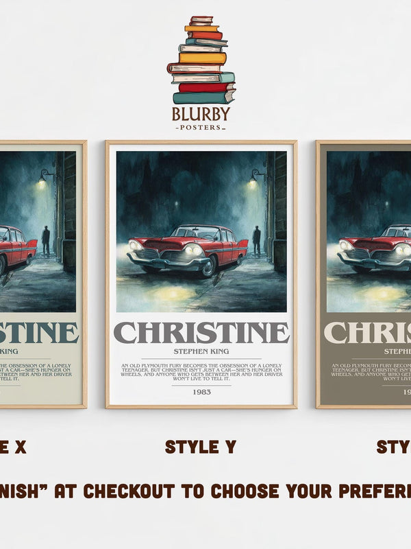 Christine bookish poster colour and style options – Stephen King book art