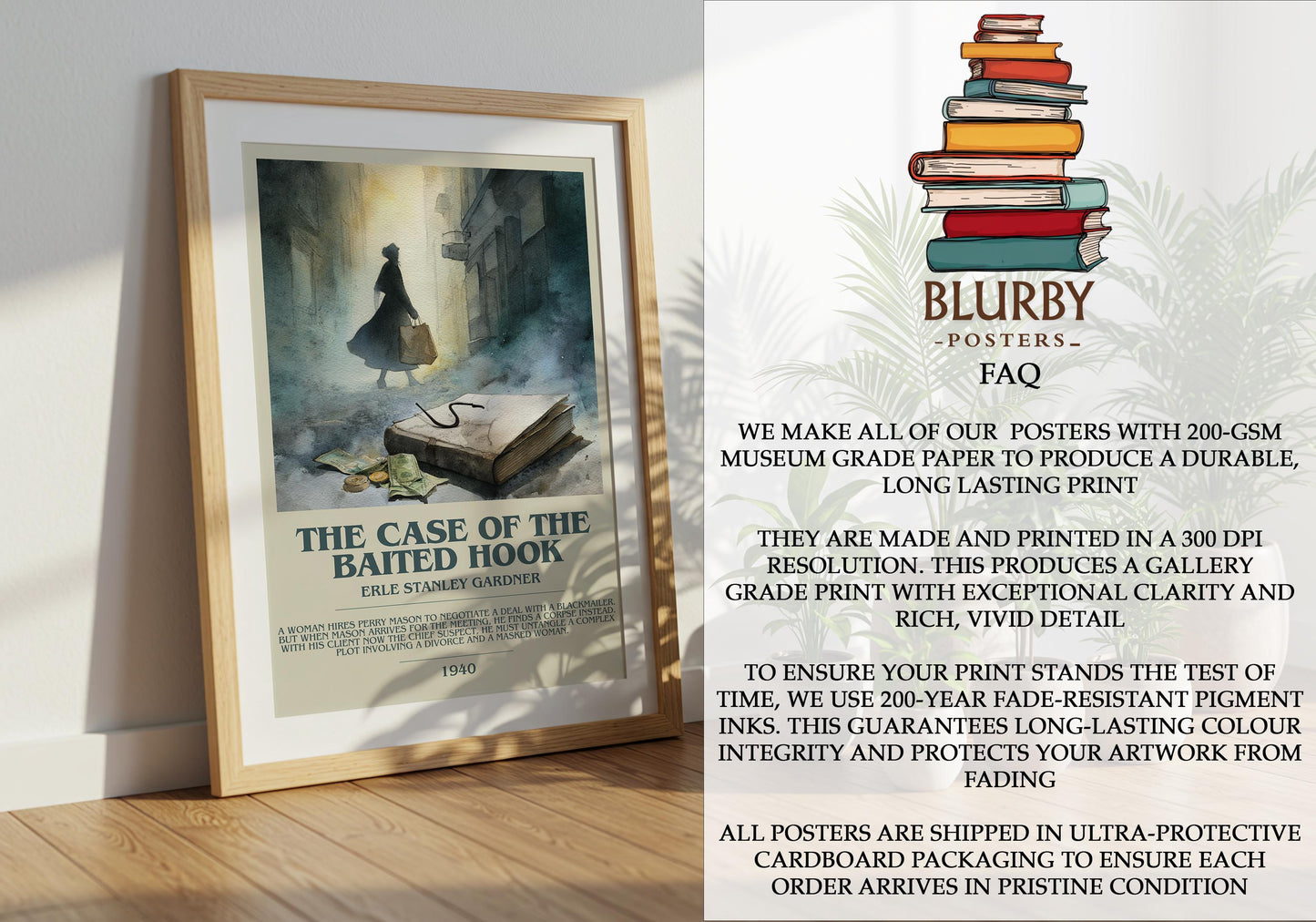 The Case of the Baited Hook by Erle Stanley Gardner | Descriptive Modern Book Art | Poster