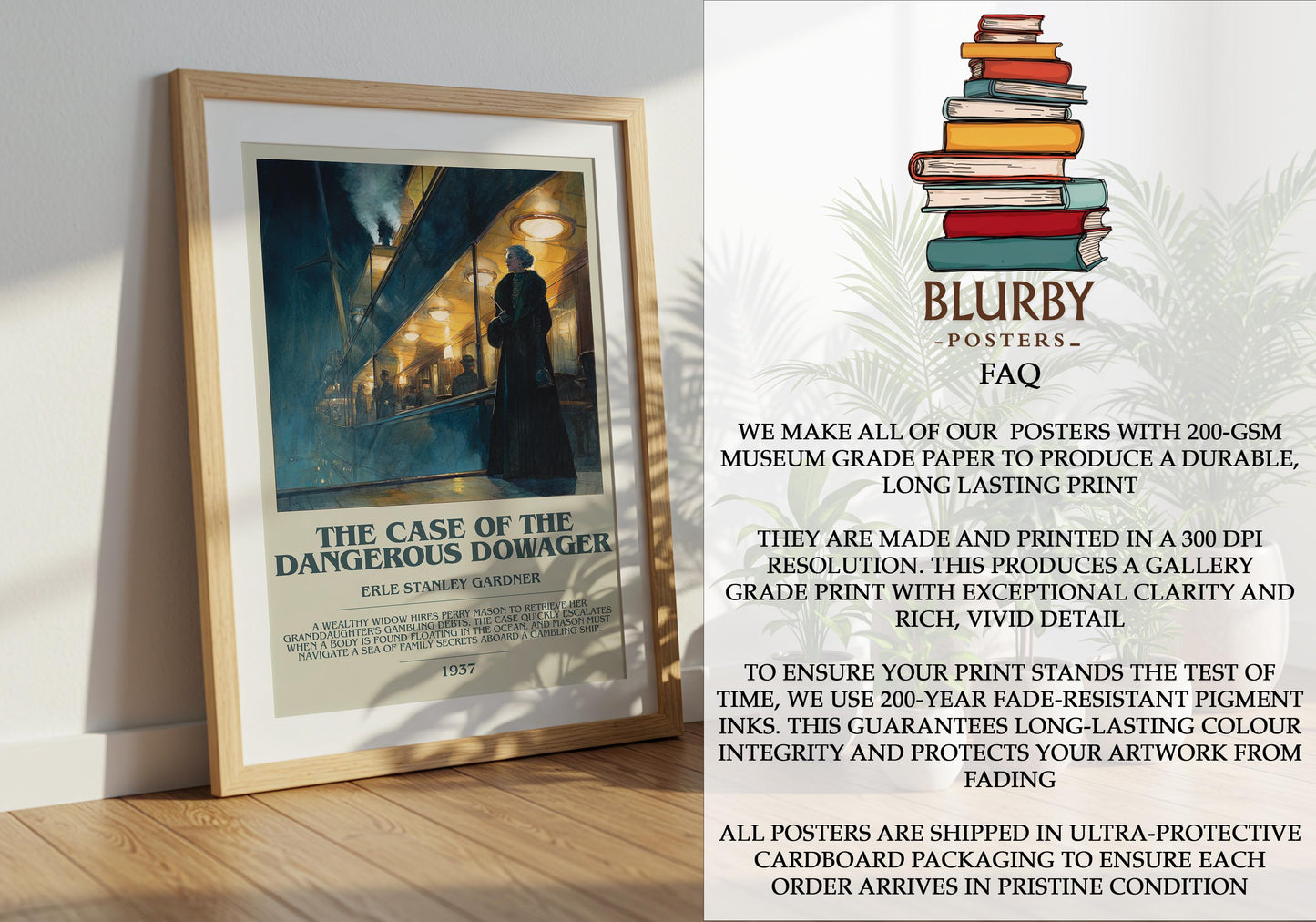 The Case of the Dangerous Dowager by Erle Stanley Gardner | Descriptive Modern Book Art | Poster