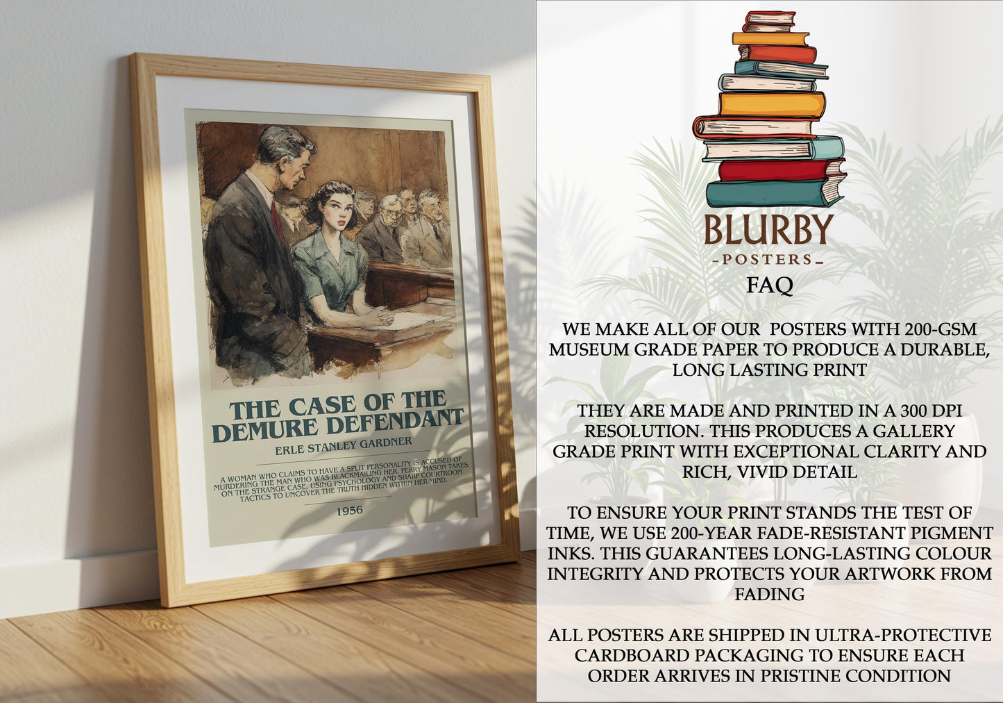 The Case of the Demure Defendant by Erle Stanley Gardner | Descriptive Modern Book Art | Poster