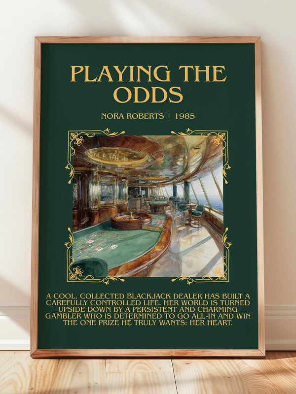 Playing the Odds minimalist print in frame leaning in hallway – romance wall art