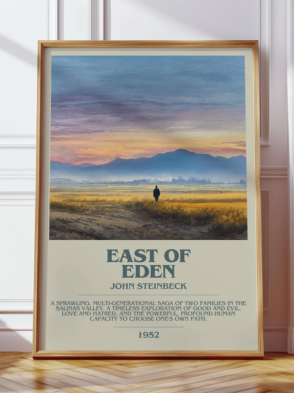 East of Eden bookish print in frame leaning in hallway – classic literature wall art