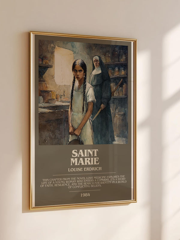 Saint Marie bookish book poster framed on wall – literary fiction wall art