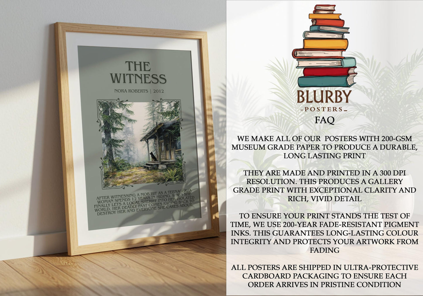 The Witness minimalist literary print detail – Nora Roberts book art