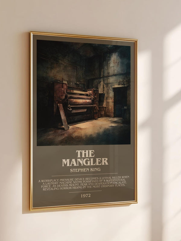 The Mangler bookish book poster framed on wall – horror wall art