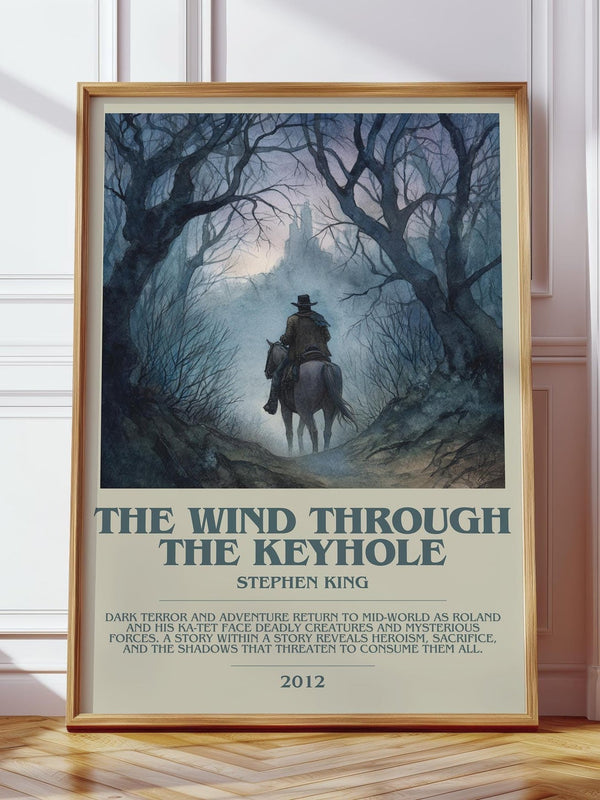 The Wind Through The Keyhole bookish print in frame leaning in hallway – fantasy wall art