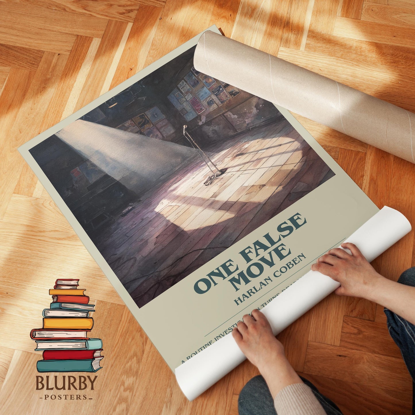 One False Move book poster packaging – museum-quality print rolled in protective tube