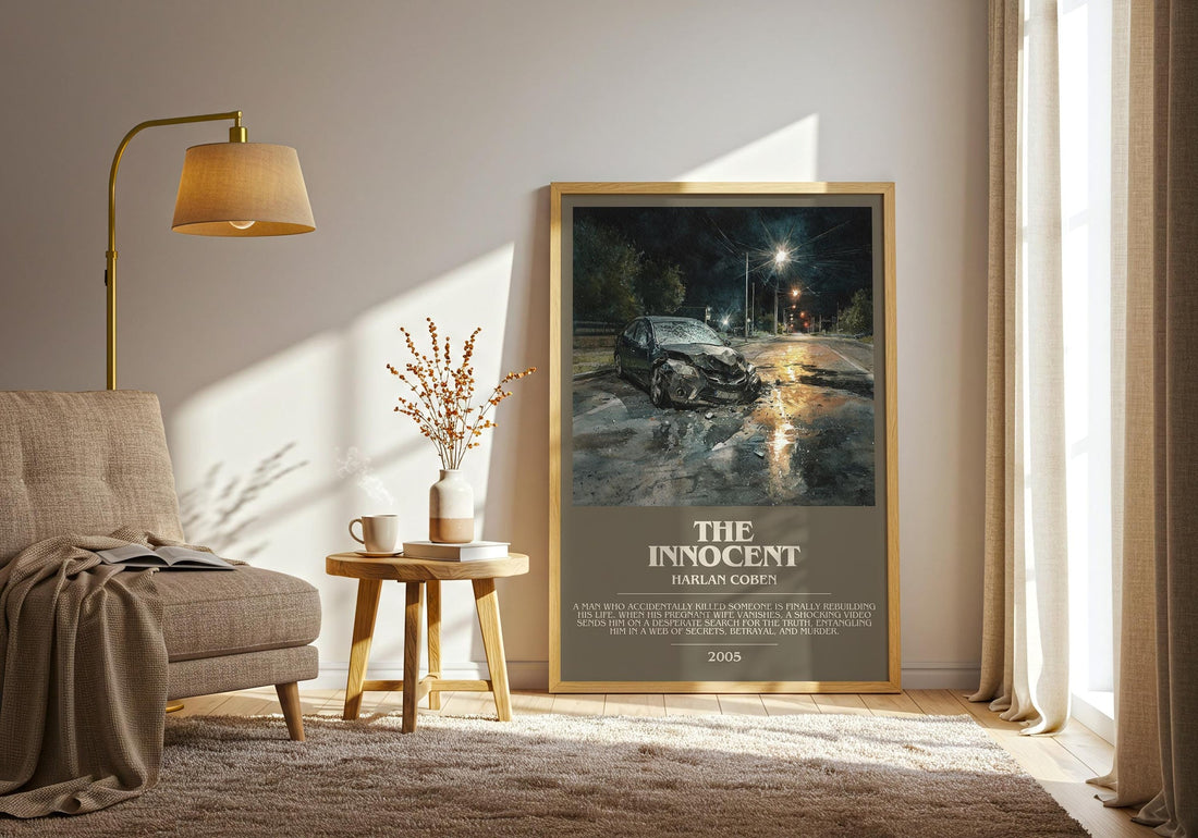 The Innocent bookish print on bookshelf – Harlan Coben fan gift (mockup)