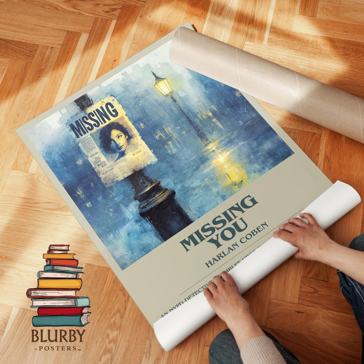 Missing You book poster packaging – museum-quality print rolled in protective tube