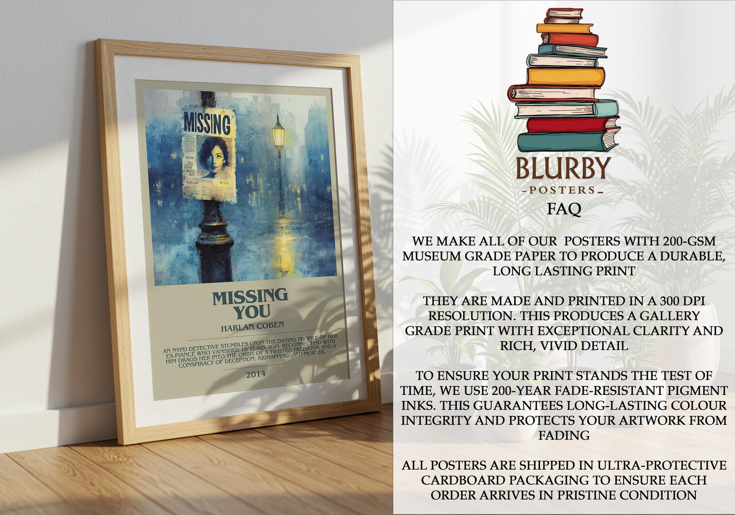 Missing You by Harlan Coben | Descriptive Modern Book Art | Poster