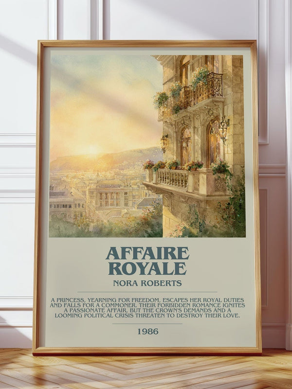 Affaire Royale bookish print in frame leaning in hallway – romance wall art