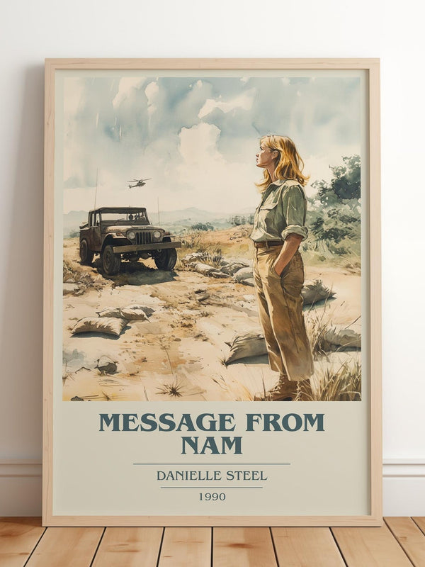 Message from Nam book cover print in frame leaning in hallway – historical fiction wall art