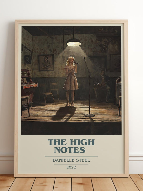 The High Notes book cover print in frame leaning in hallway – romance wall art