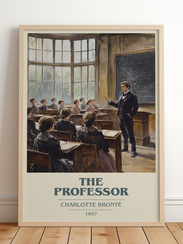 The Professor book cover print in frame leaning in hallway – gothic wall art