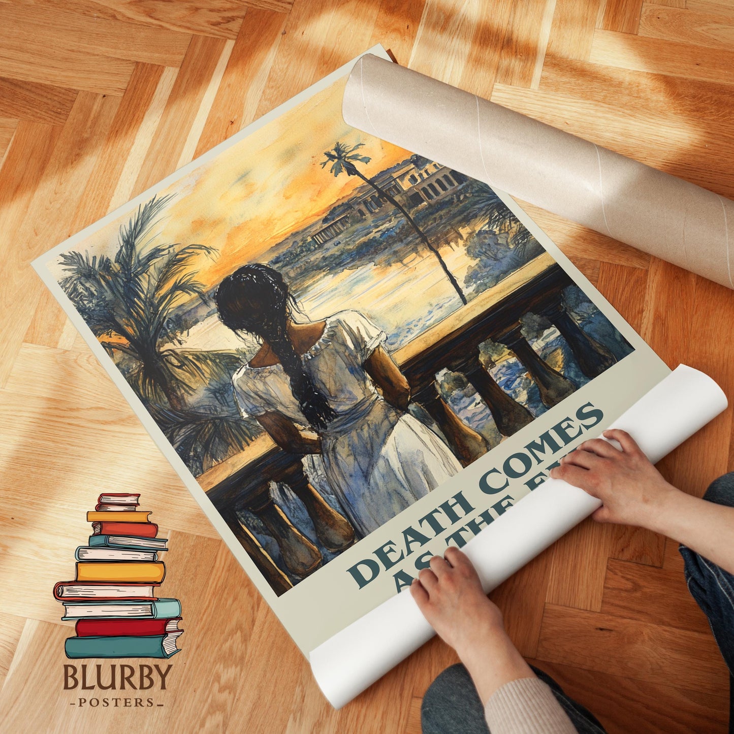 Death Comes as the End book poster packaging – museum-quality print rolled in protective tube