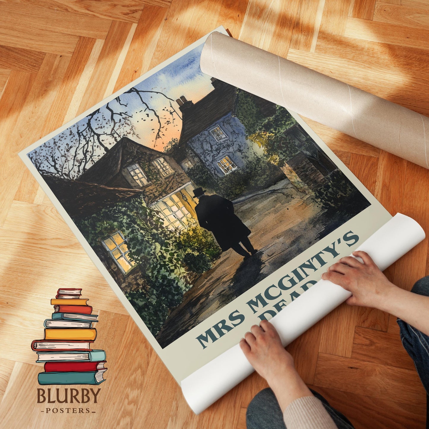Mrs McGinty's Dead book cover poster paired in gallery wall – literary art prints
