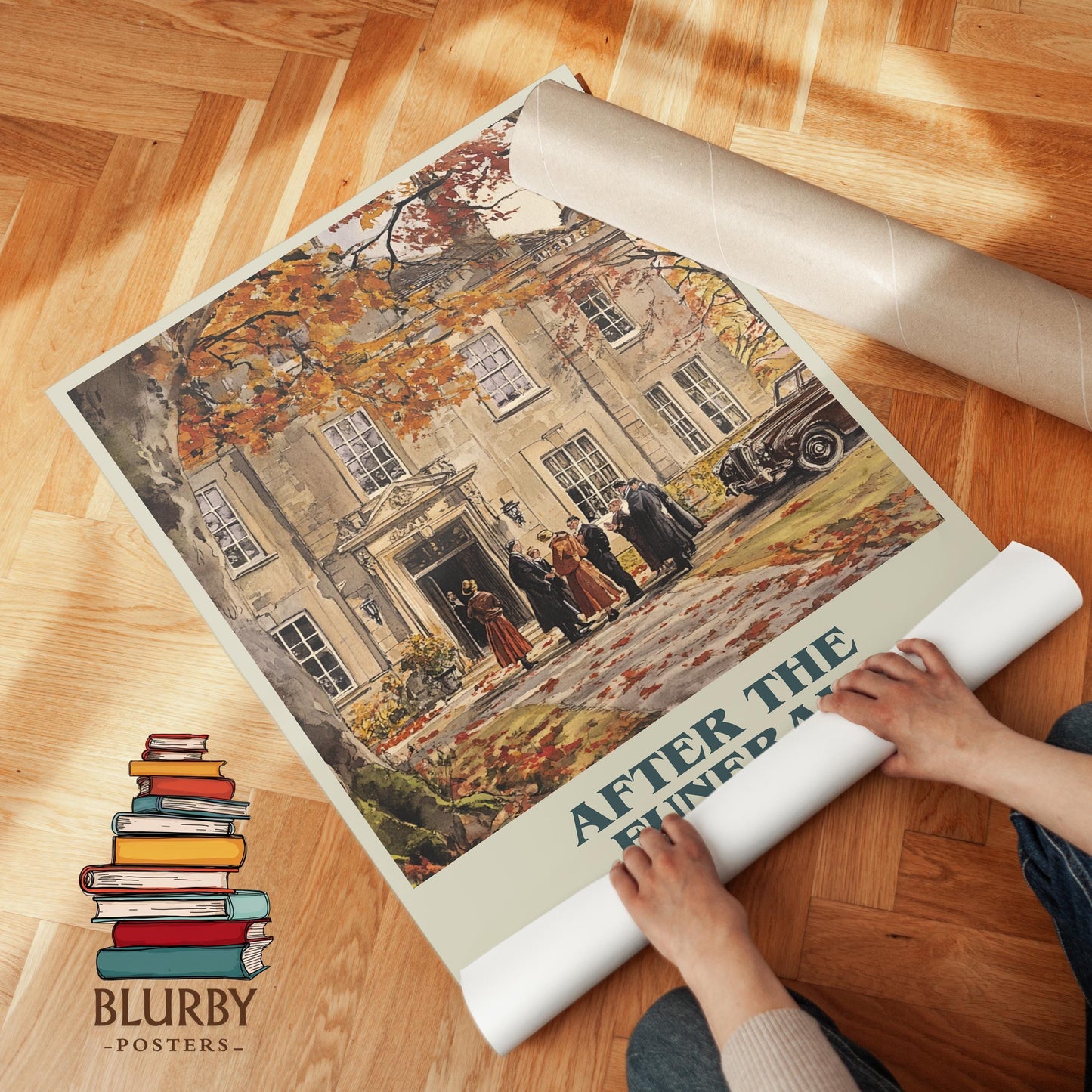 After the Funeral book poster packaging – museum-quality print rolled in protective tube