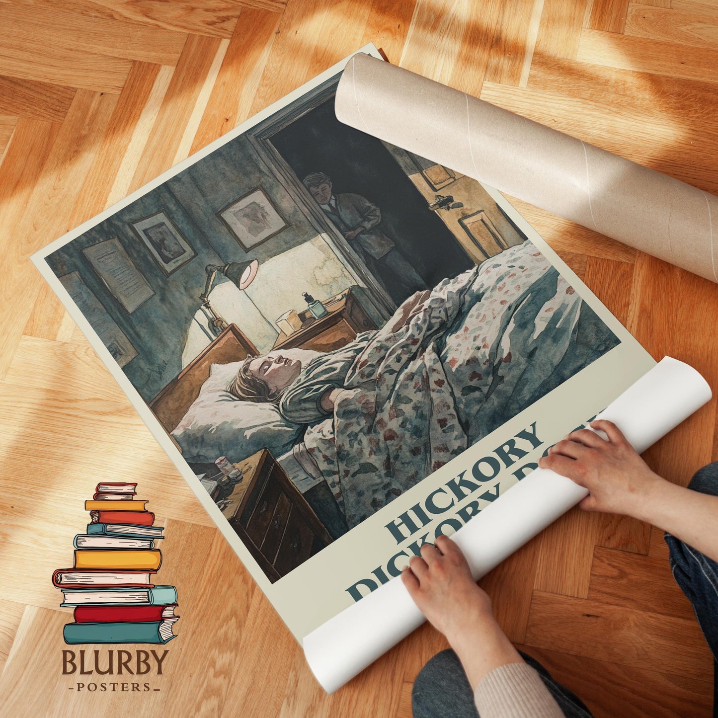 Hickory Dickory Dock book cover poster paired in gallery wall – literary art prints