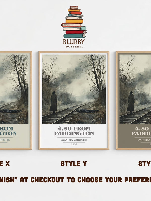 4.50 from Paddington book cover print in frame leaning in hallway – mystery wall art