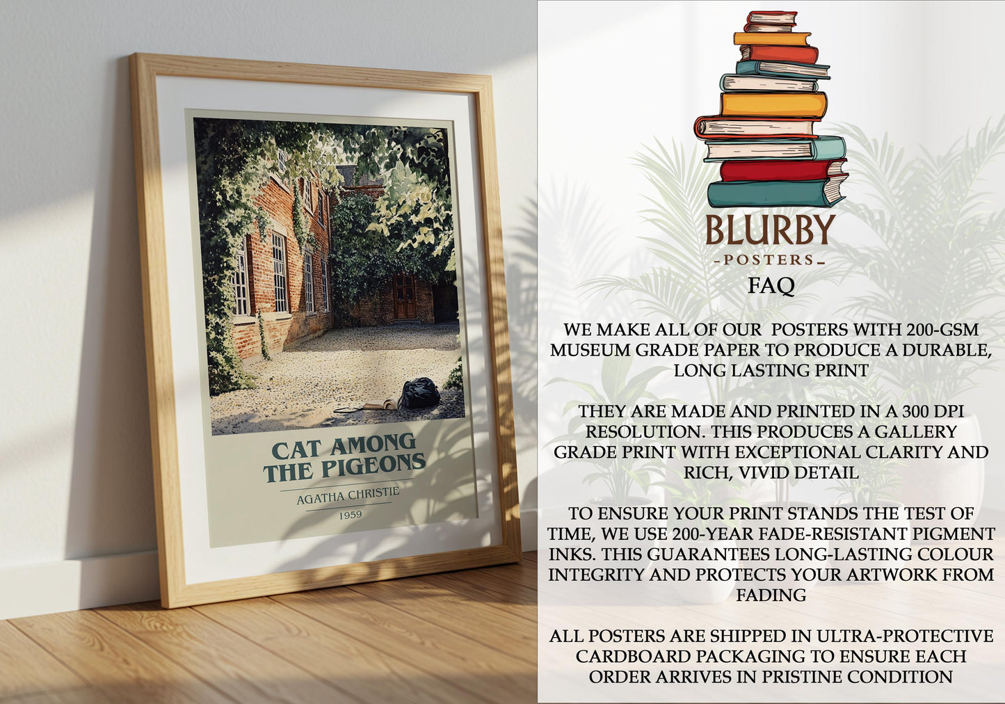 Cat Among The Pigeons by Agatha Christie | Book Poster | Literary Art Gift For Book Lover | Novel Inspired Wall Art | Free Delivery