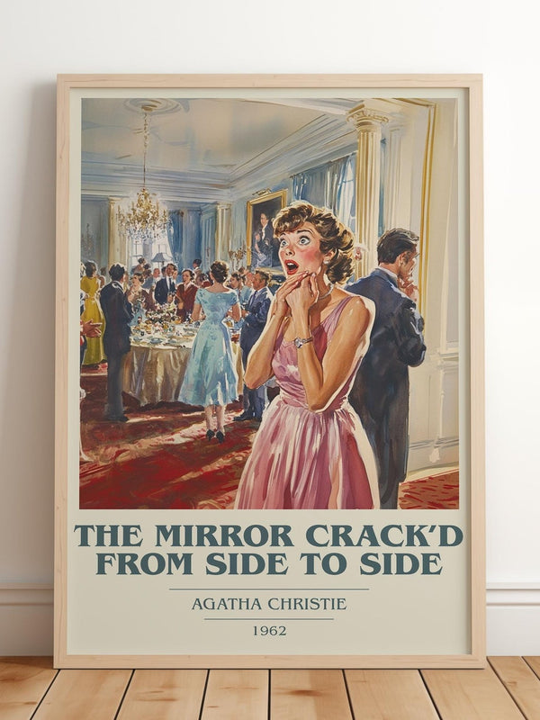 The Mirror Crack'd from Side to Side book cover print in frame leaning in hallway – mystery wall art