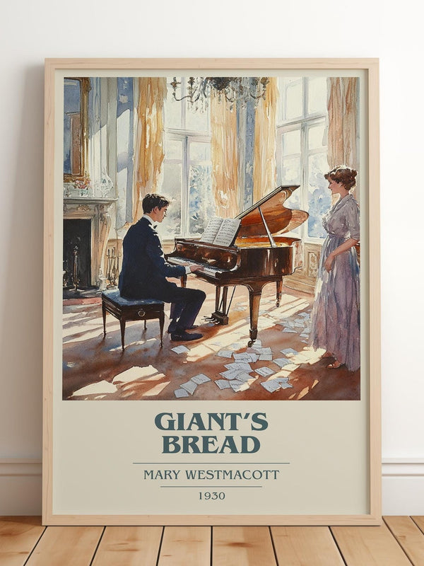 Giant’s Bread book cover print in frame leaning in hallway – romance wall art