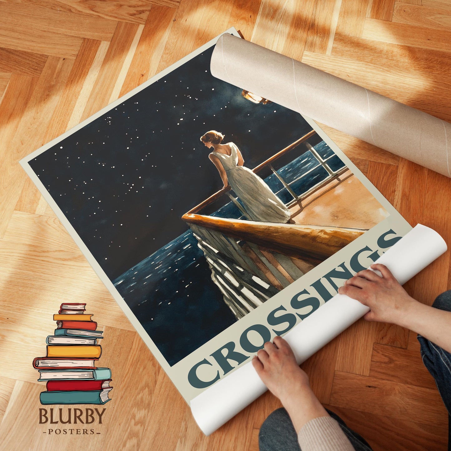 Crossings book poster packaging – museum-quality print rolled in protective tube