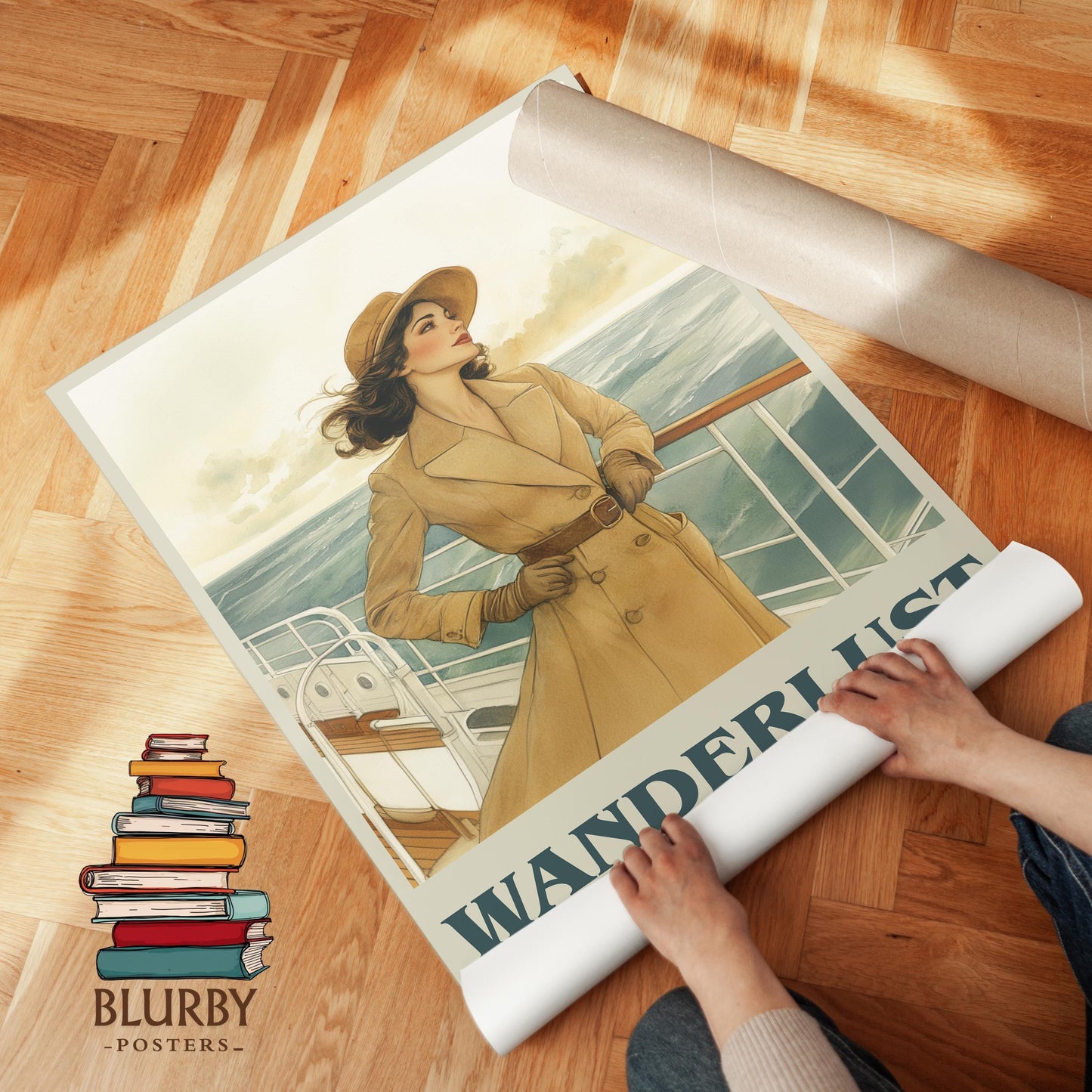 Wanderlust book poster packaging – museum-quality print rolled in protective tube
