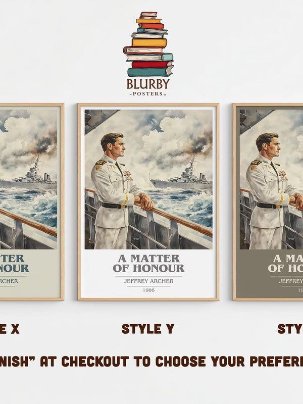 A Matter Of Honour book cover print in frame leaning in hallway – thriller wall art