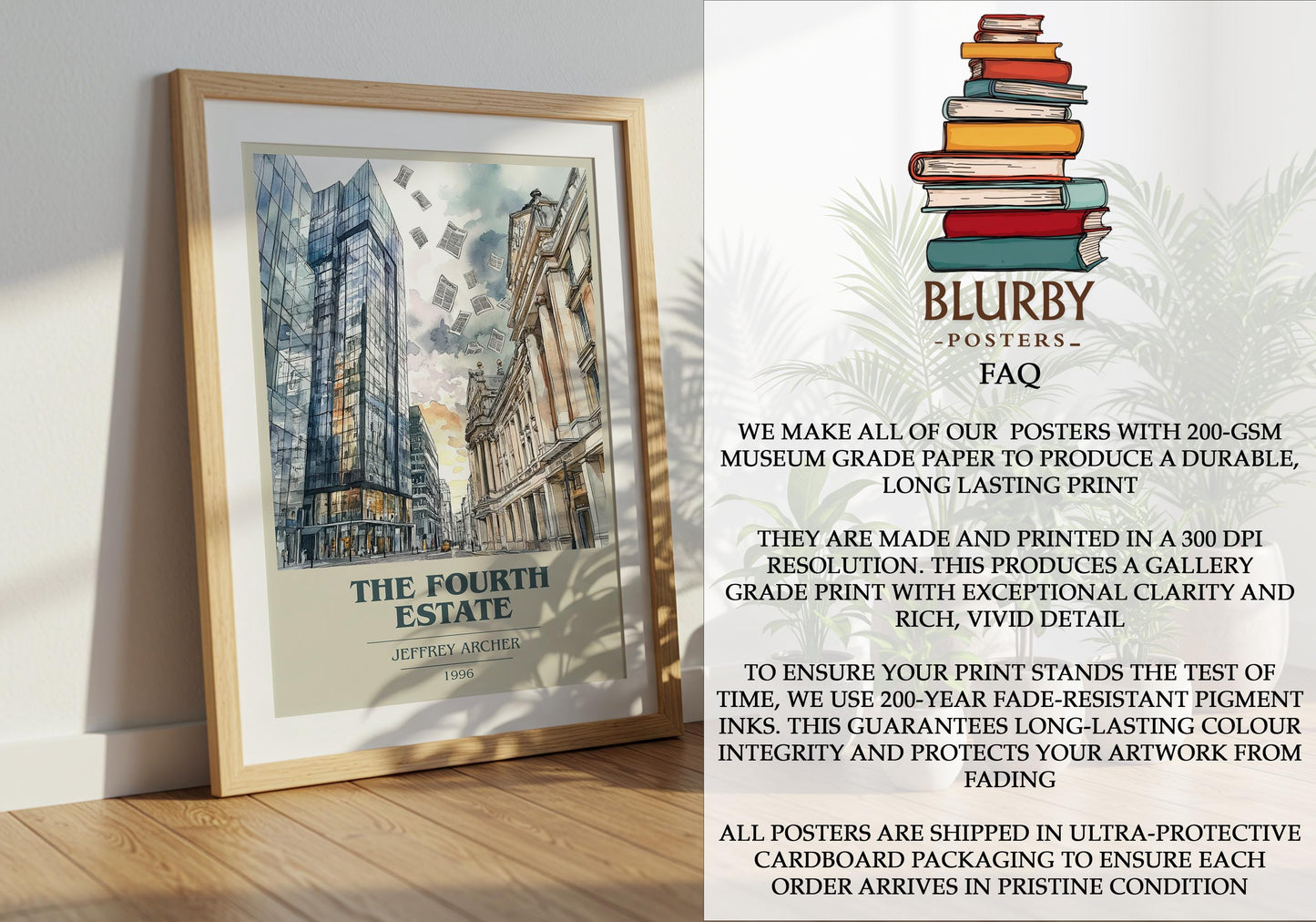 The Fourth Estate by Jeffrey Archer | Book Poster | Literary Art Gift For Book Lover | Novel Inspired Wall Art