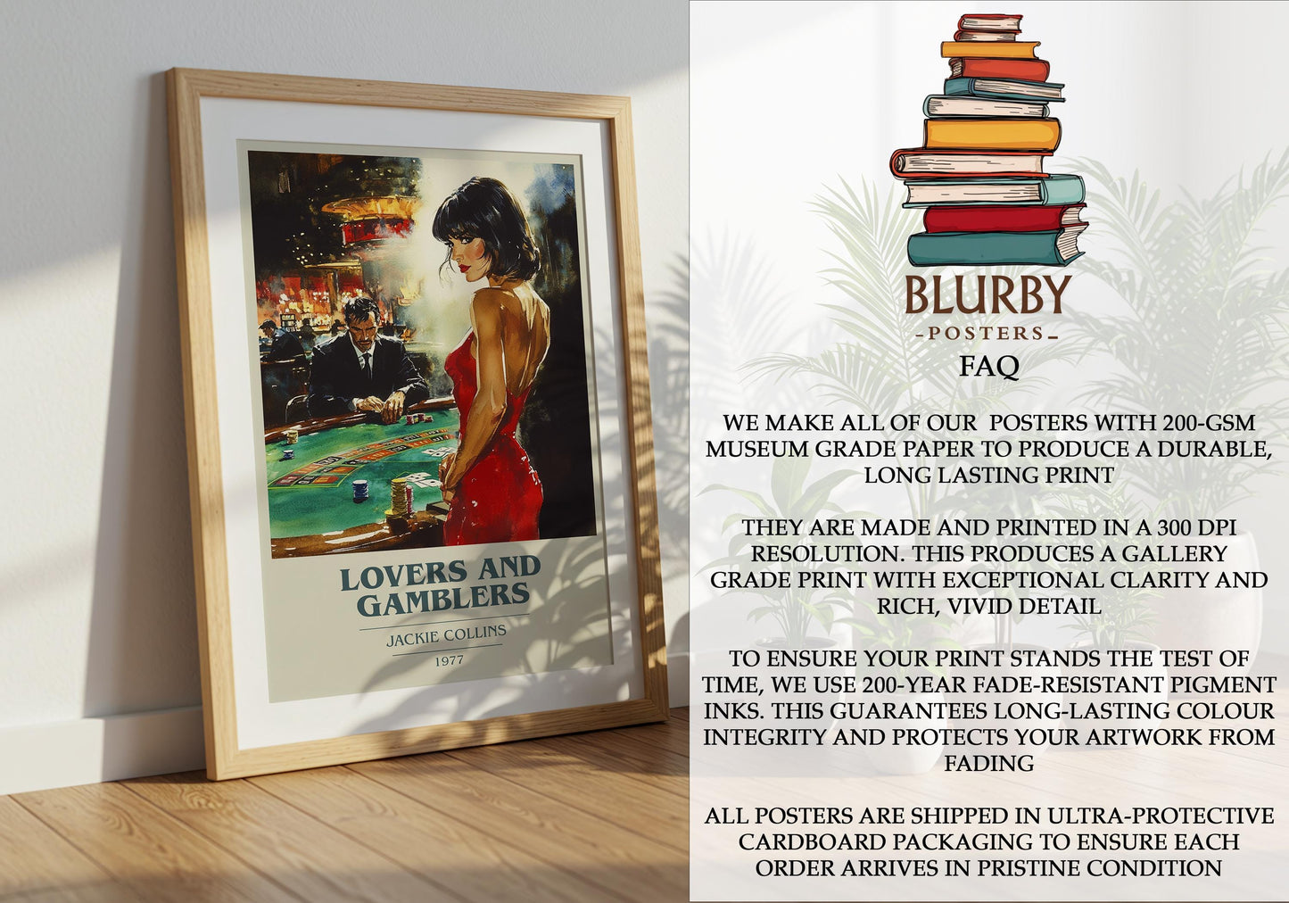 Lovers and Gamblers by Jackie Collins | Book Poster | Literary Art Gift For Book Lover | Novel Inspired Wall Art