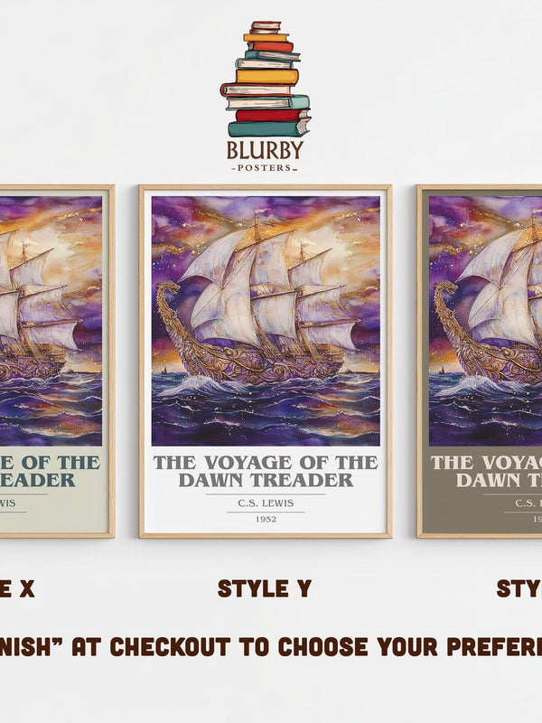 The Voyage of the Dawn Treader book cover poster colour and style options – C. S. Lewis book art