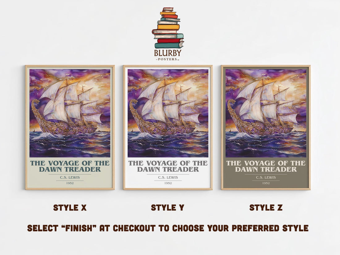 The Voyage of the Dawn Treader book cover poster colour and style options – C. S. Lewis book art