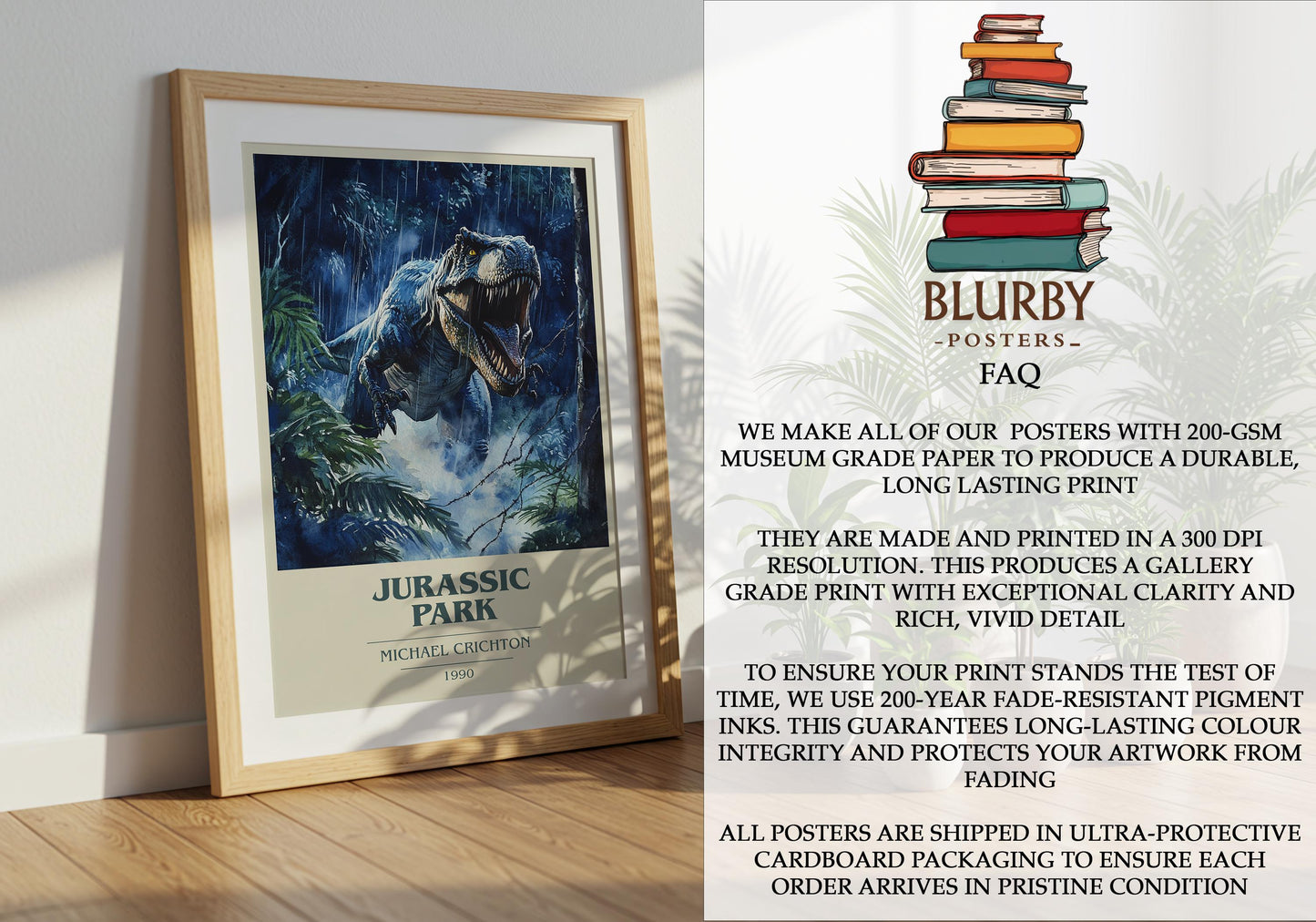 Jurassic Park by Michael Crichton | Book Poster | Literary Art Gift For Book Lover | Novel Inspired Wall Art