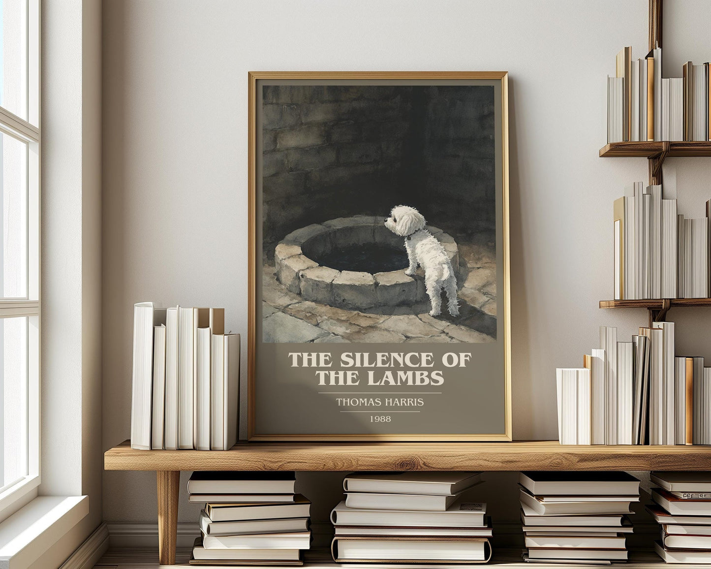 The Silence of the Lambs book cover print on bookshelf – Thomas Harris fan gift