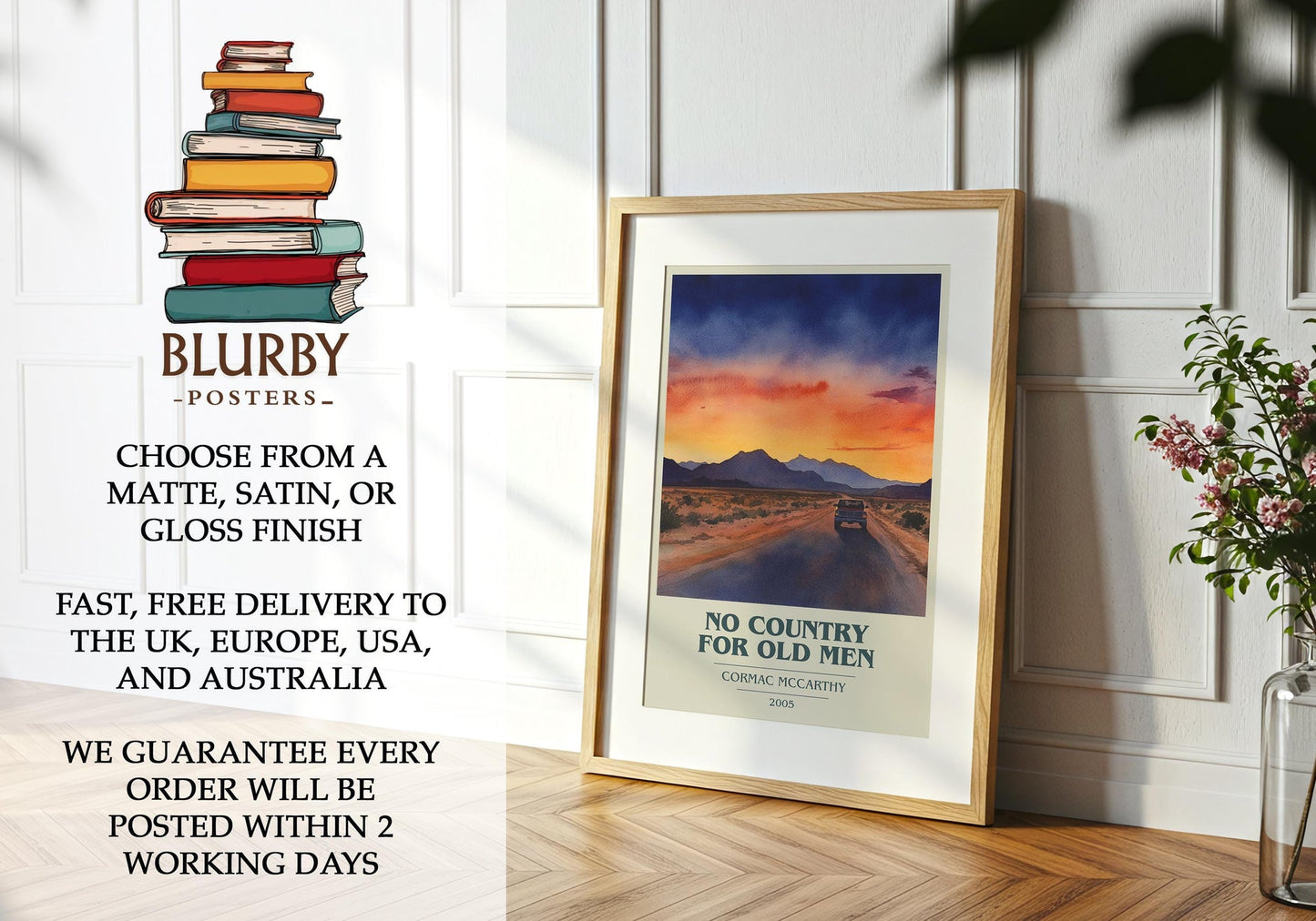 No Country For Old Men book poster packaging – museum-quality print rolled in protective tube