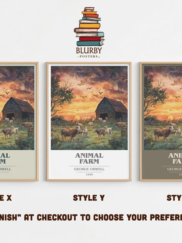 Animal Farm book cover poster colour and style options – George Orwell book art