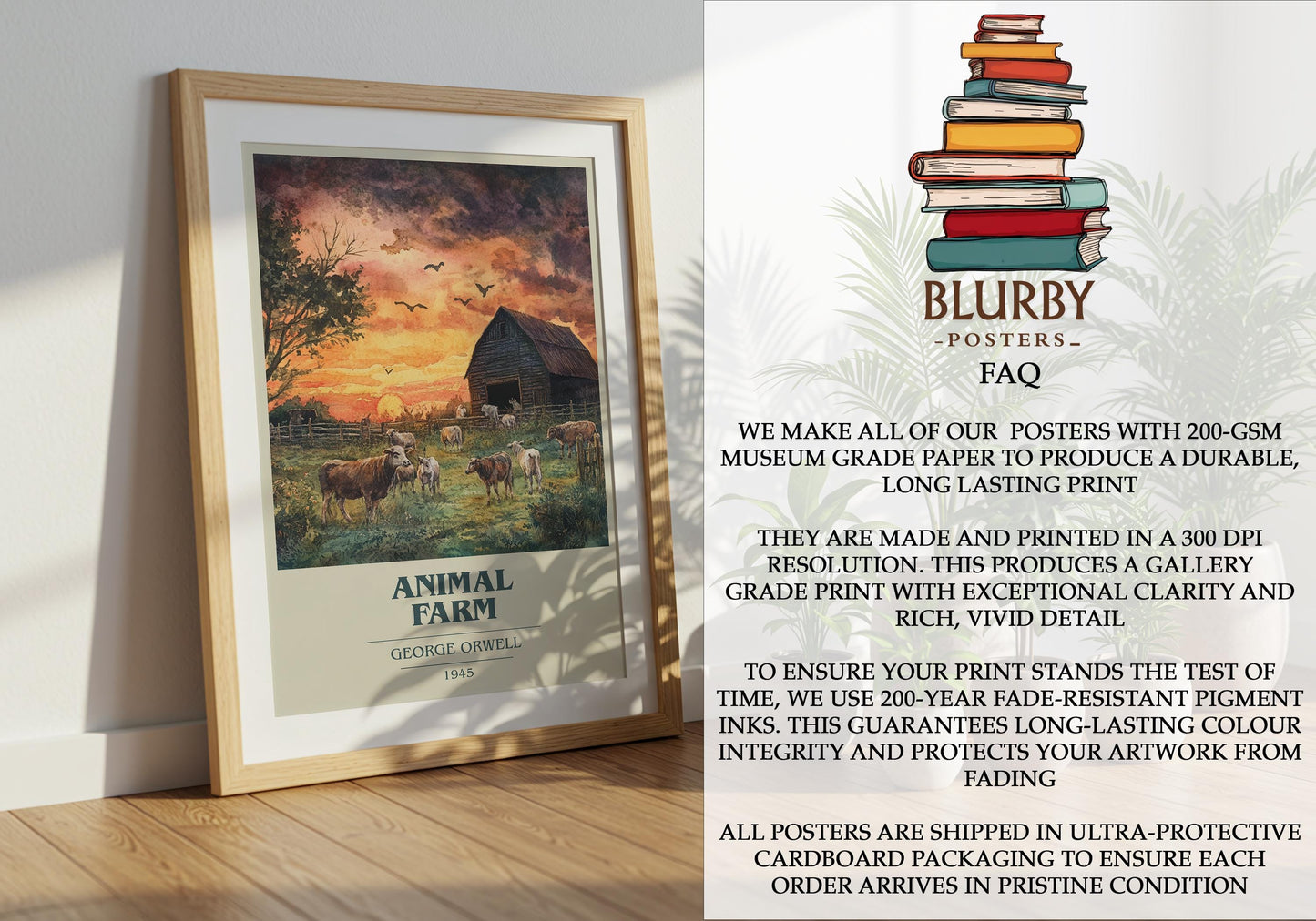Animal Farm by George Orwell | Book Poster | Literary Art Gift For Book Lover | Novel Inspired Wall Art | Free Delivery
