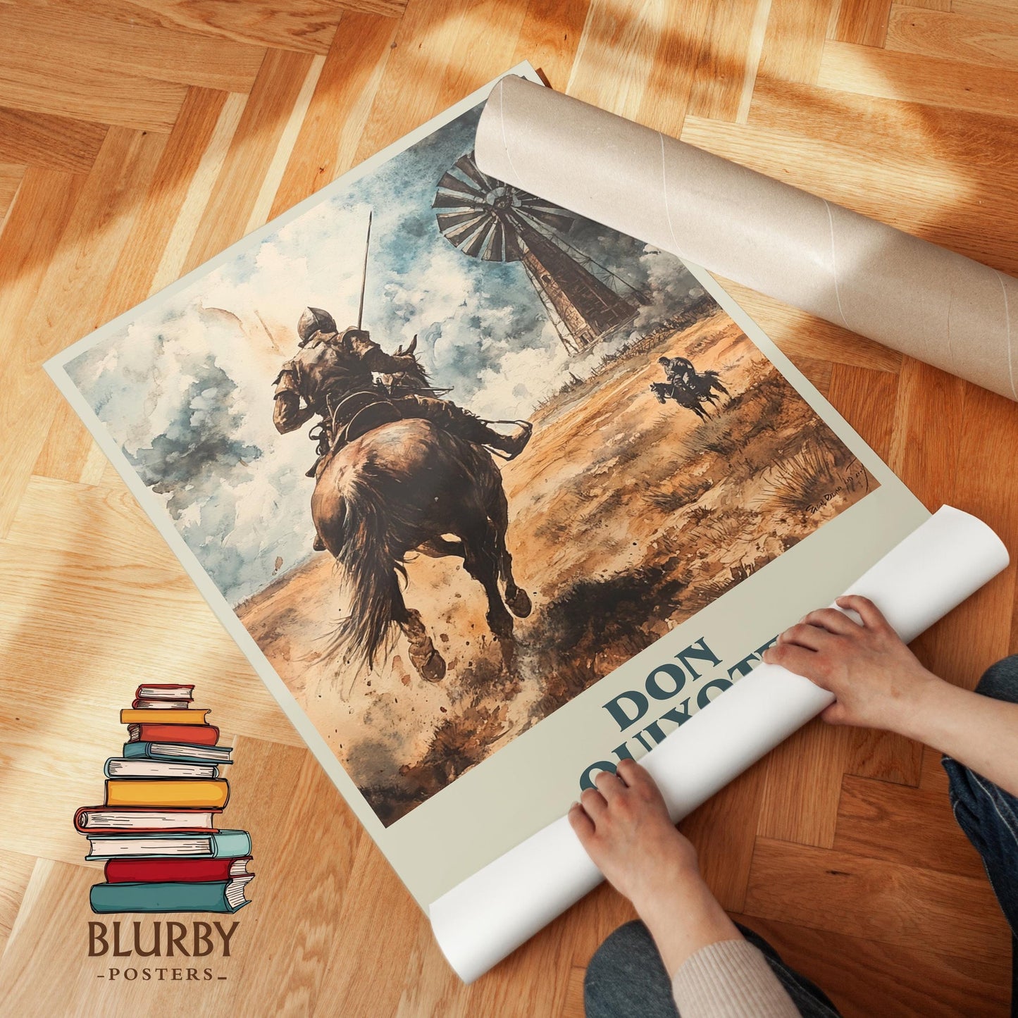 Don Quixote book poster packaging – museum-quality print rolled in protective tube