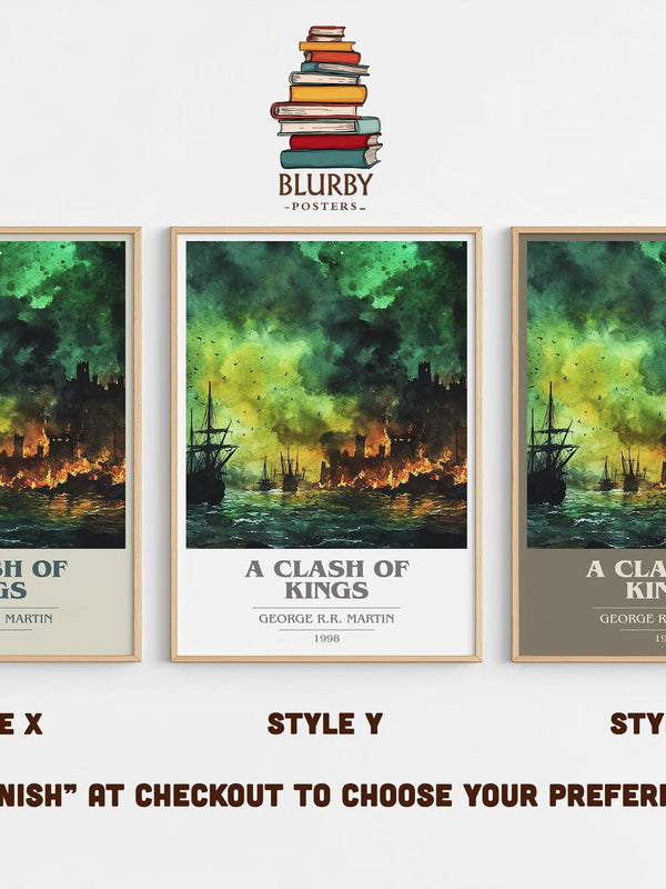 A Clash of Kings book cover poster colour and style options – George R. R. Martin book art