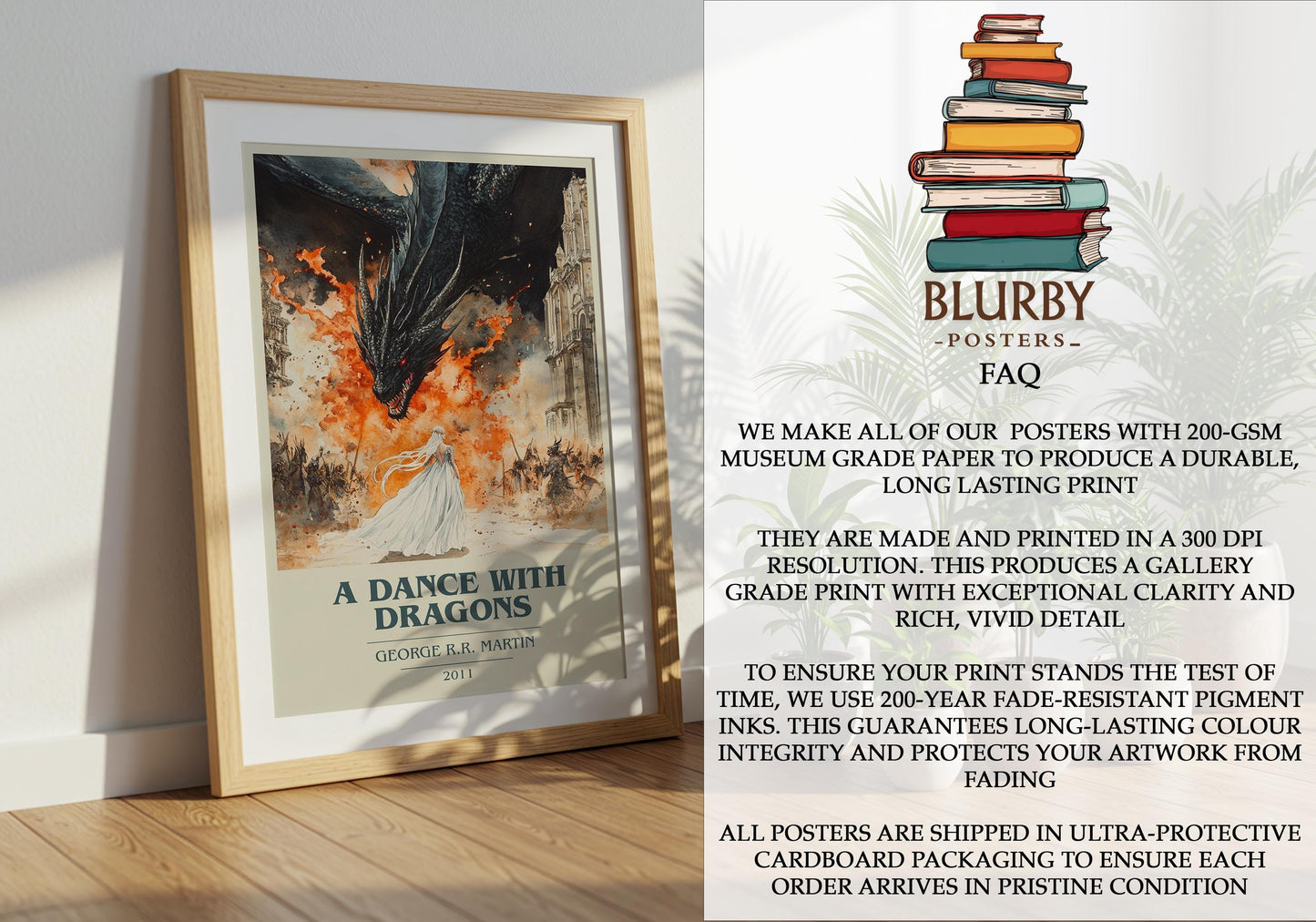 A Dance With Dragons by George R.R. Martin | Book Poster | Literary Art Gift For Book Lover | Novel Inspired Wall Art | Free Delivery