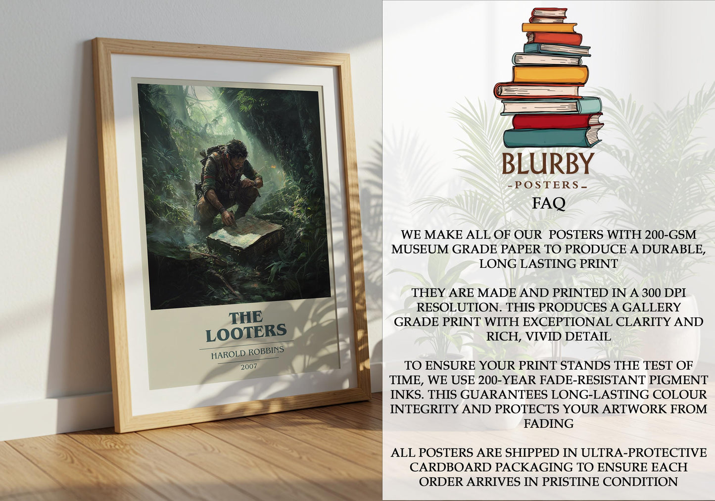 The Looters by Harold Robbins | Book Poster | Literary Art Gift For Book Lover | Novel Inspired Wall Art | Free Delivery