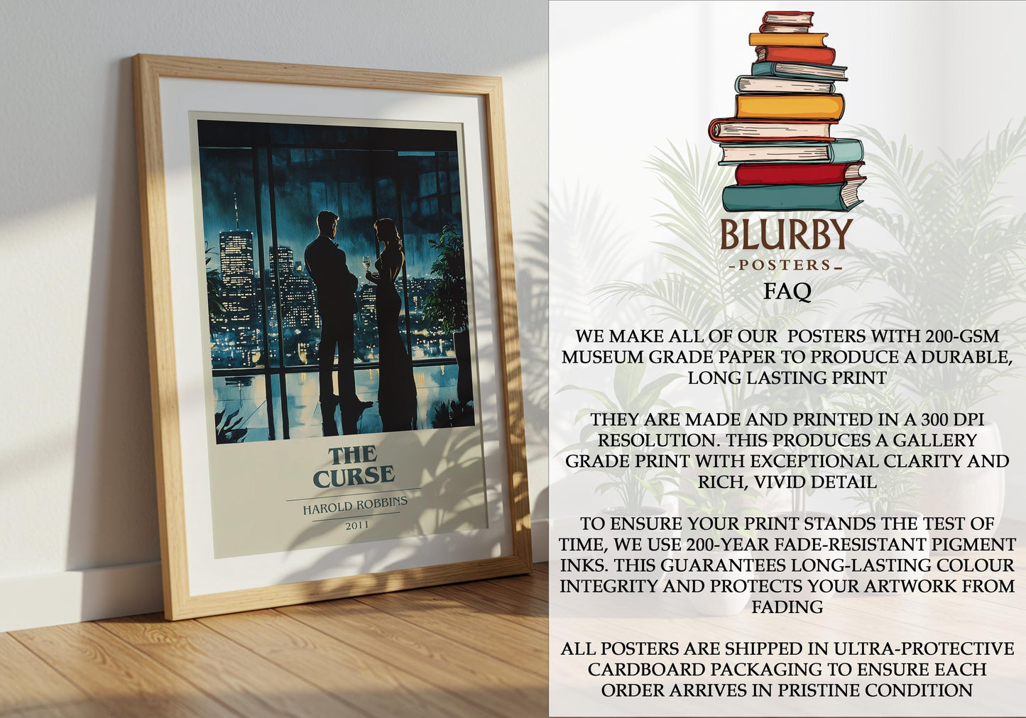 The Curse by Harold Robbins | Book Poster | Literary Art Gift For Book Lover | Novel Inspired Wall Art | Free Delivery