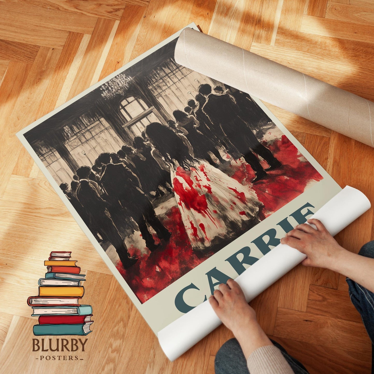 Carrie book poster packaging – museum-quality print rolled in protective tube