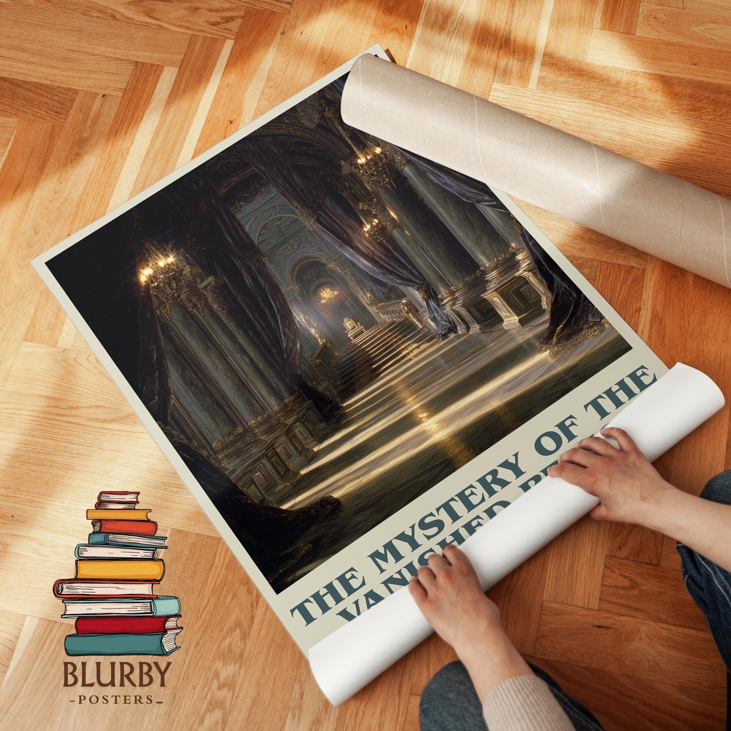 The Mystery of the Vanished Prince book cover poster paired in gallery wall – literary art prints