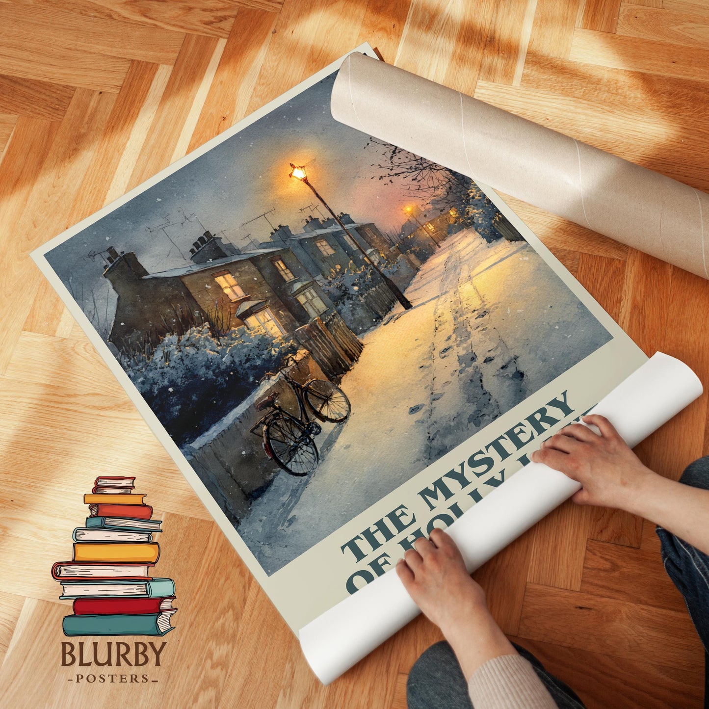 The Mystery of Holly Lane book cover poster paired in gallery wall – literary art prints